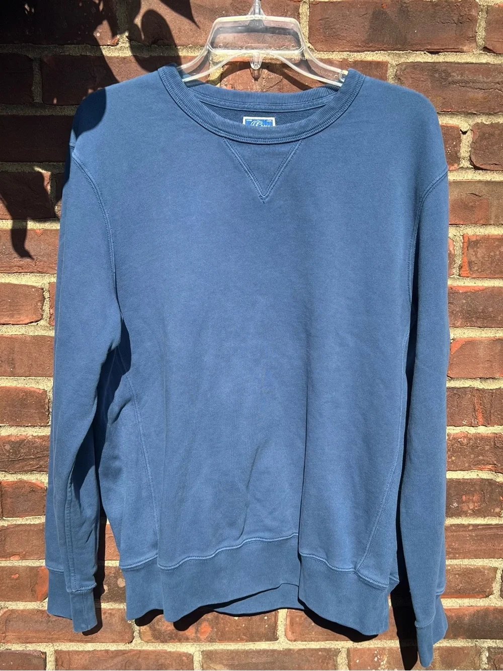 J. Crew Reverse French Terry Crewneck Sweatshirt Sz L Slate Blue 100% Cotton